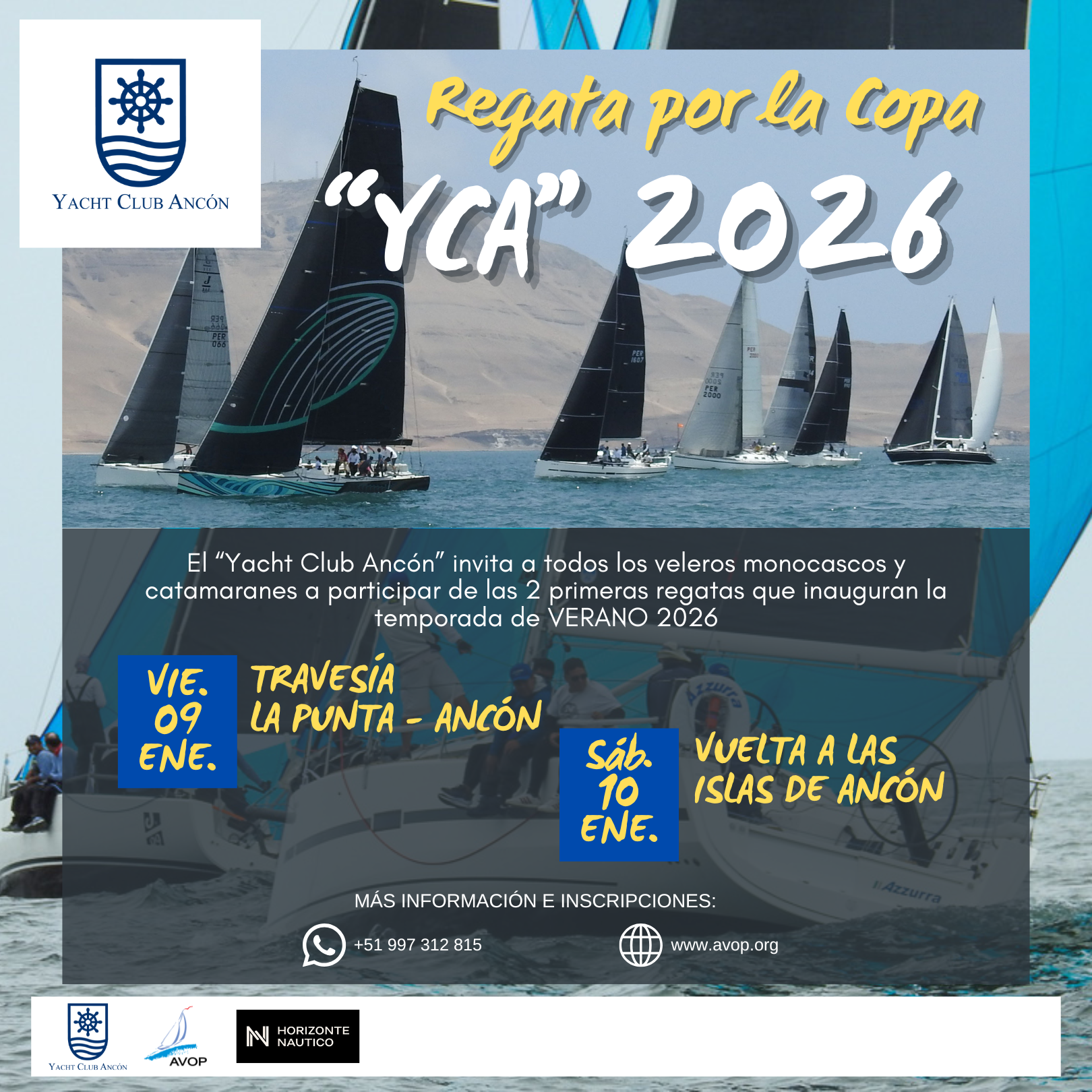 OCEÁNICOS: Campeonato «YCA» 2026 – [La Punta y Ancón, Vie.09 y Sáb.10 de Ene.]